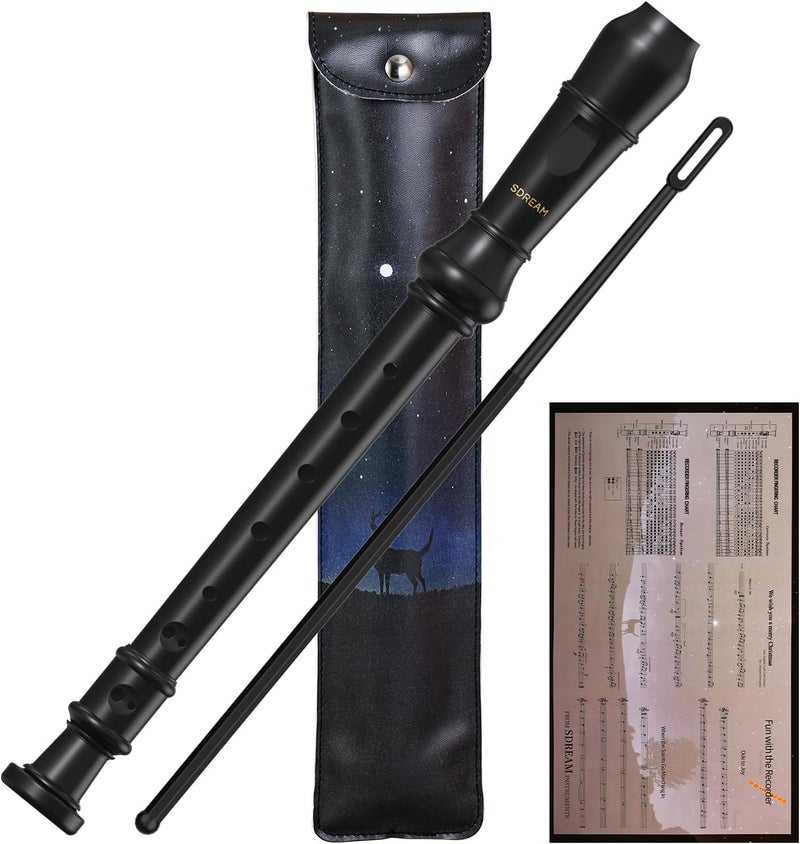 SDREAM Soprano Recorder Instrument For Kids - German Fingering 8 Hole Beginner Music Recorder Flute With Cleaning Rod, Leather Packaging & Fingering Chart - Image 1